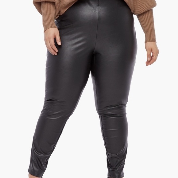 High Rise Faux Leather Leggings by Just Fab, Black Size 2X - Picture 3 of 7